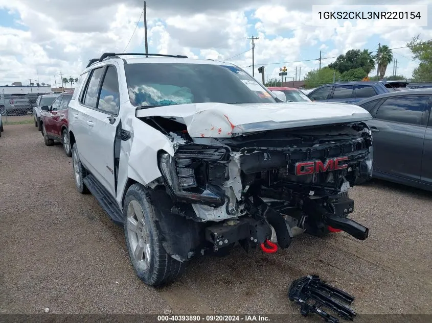 2022 GMC Yukon 4Wd At4 VIN: 1GKS2CKL3NR220154 Lot: 40393890