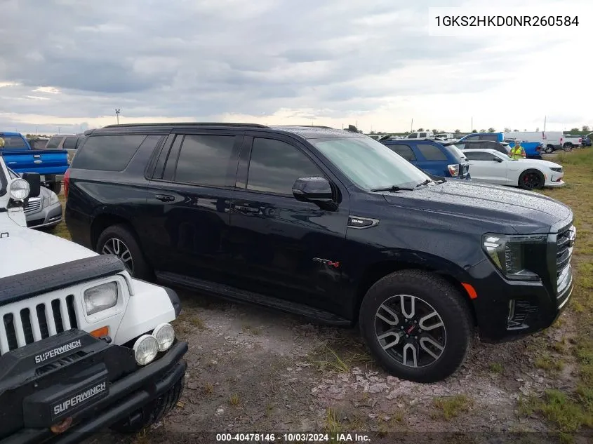 2022 GMC Yukon Xl 4Wd At4 VIN: 1GKS2HKD0NR260584 Lot: 40478146