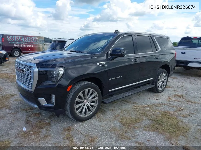 2022 GMC Yukon Denali VIN: 1GKS1DKL8NR326074 Lot: 40478778