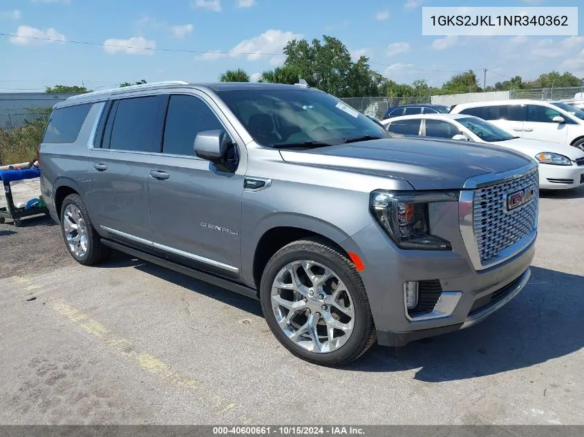 2022 GMC Yukon Xl 4Wd Denali VIN: 1GKS2JKL1NR340362 Lot: 40600661