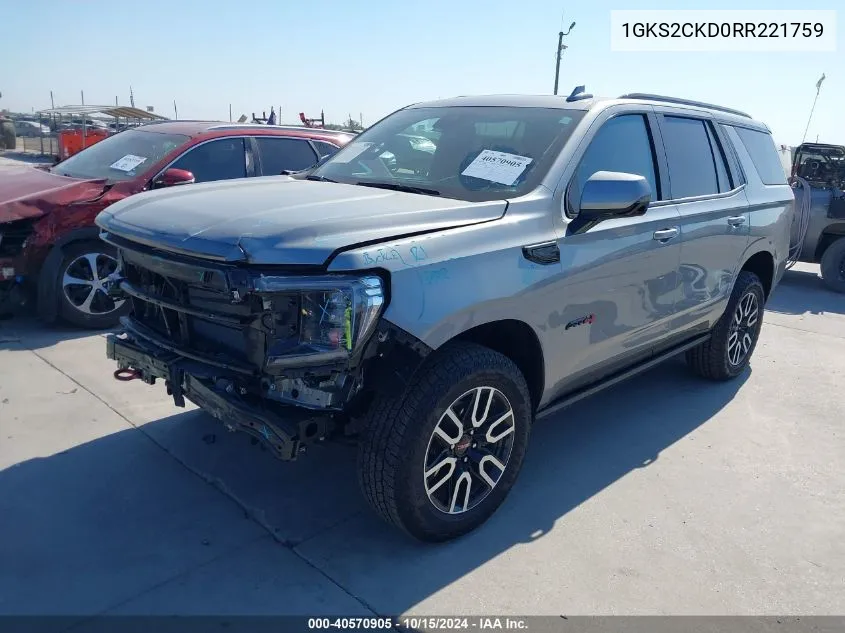 2024 GMC Yukon 4Wd At4 VIN: 1GKS2CKD0RR221759 Lot: 40570905