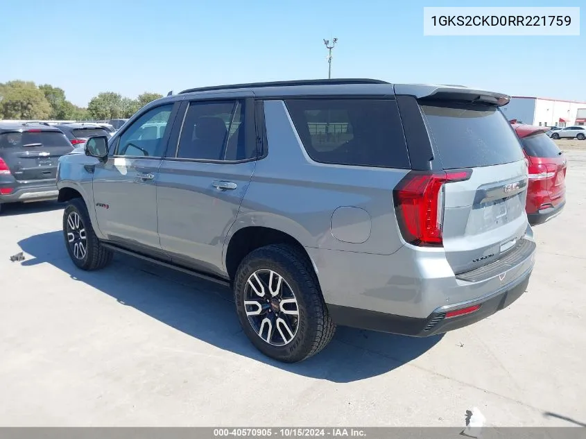 2024 GMC Yukon 4Wd At4 VIN: 1GKS2CKD0RR221759 Lot: 40570905