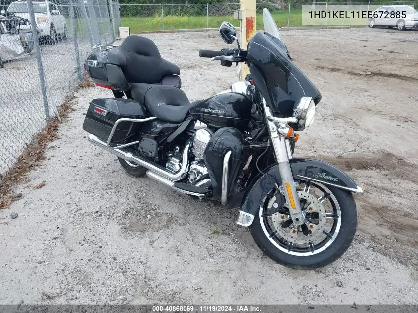 2014 Harley-Davidson Flhtk Electra Glide Ultra Ltd VIN: 1HD1KEL11EB672885 Lot: 40868069