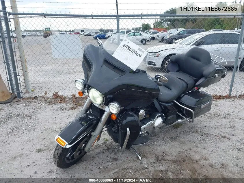 2014 Harley-Davidson Flhtk Electra Glide Ultra Ltd VIN: 1HD1KEL11EB672885 Lot: 40868069