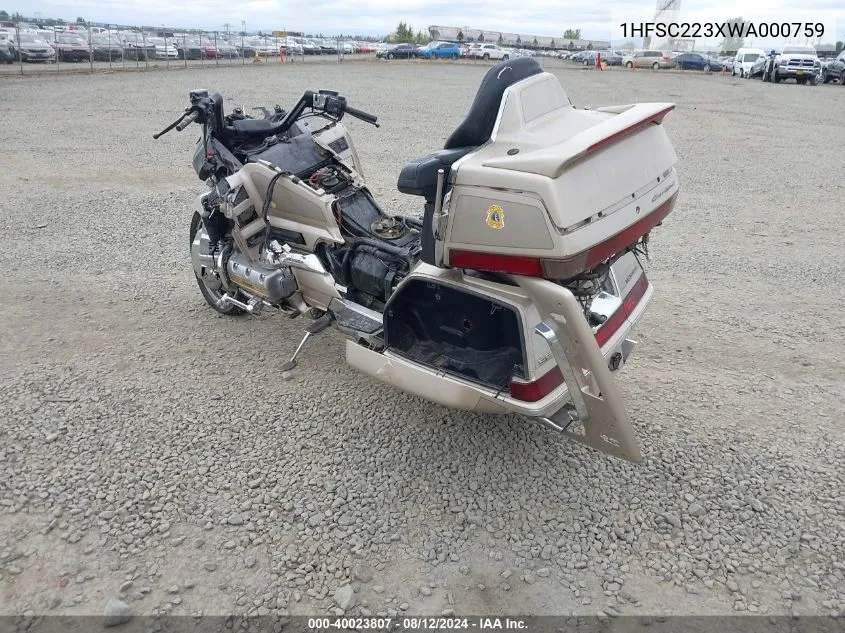 1998 Honda Gl1500 Se VIN: 1HFSC223XWA000759 Lot: 40023807