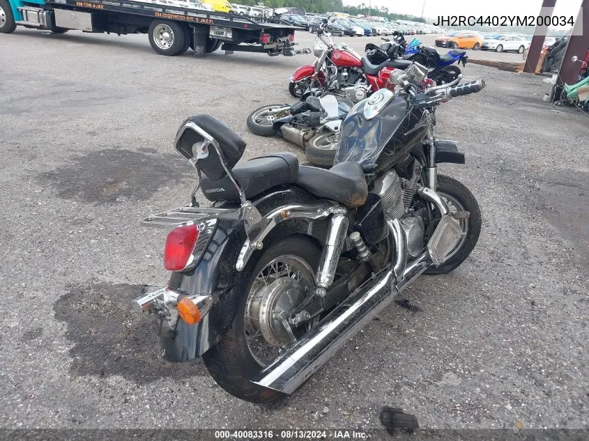 2000 Honda Vt750 C VIN: JH2RC4402YM200034 Lot: 40083316