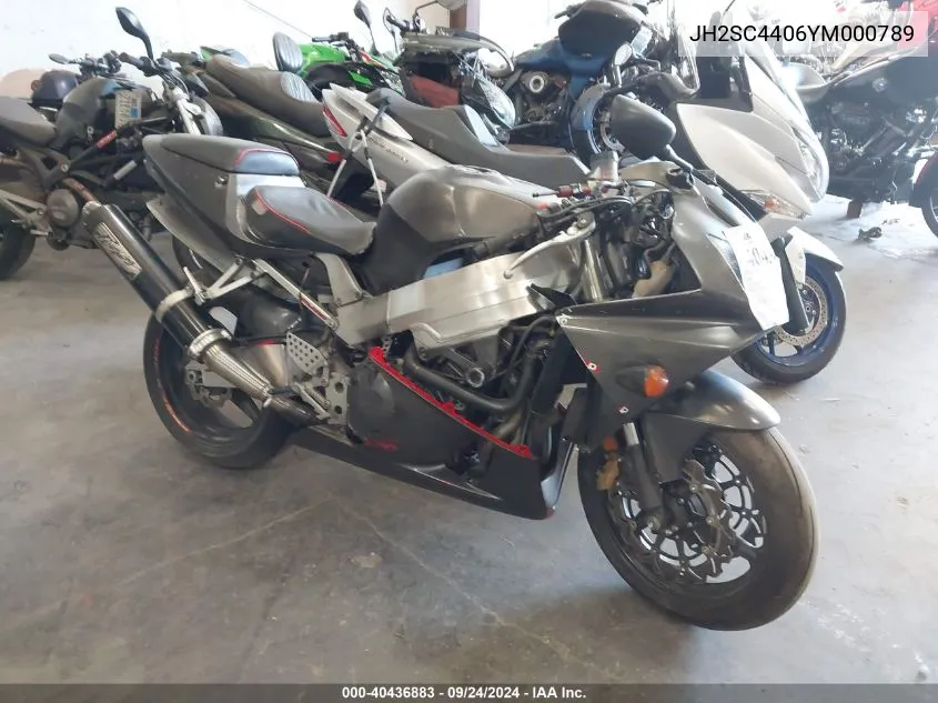 2000 Honda Cbr900 Rr VIN: JH2SC4406YM000789 Lot: 40436883