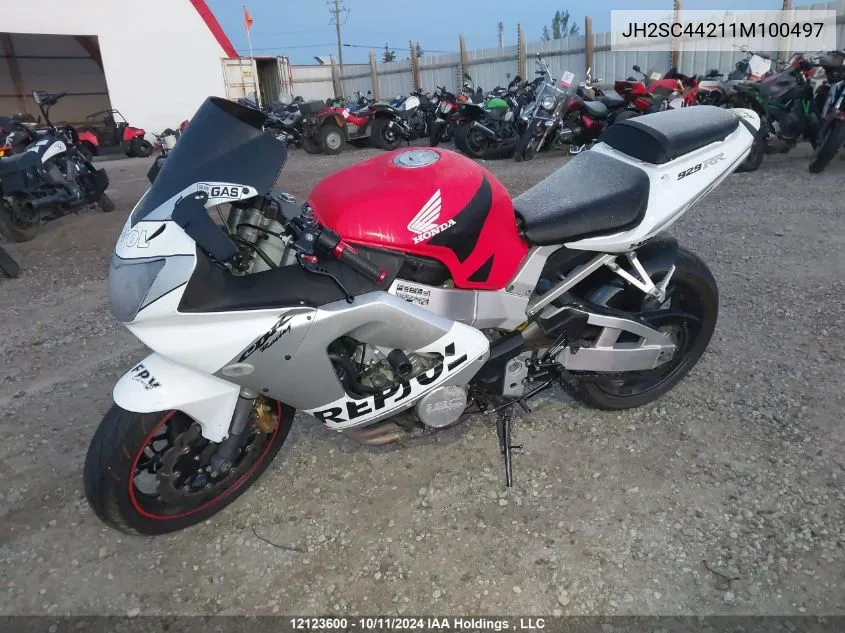 2001 Honda Cbr929 Rr VIN: JH2SC44211M100497 Lot: 12123600