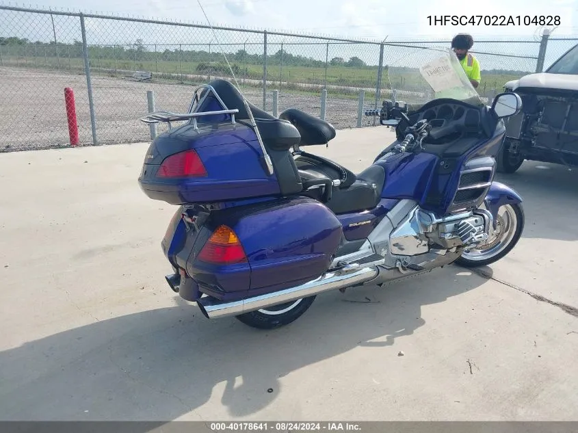 2002 Honda Gl1800 VIN: 1HFSC47022A104828 Lot: 40178641