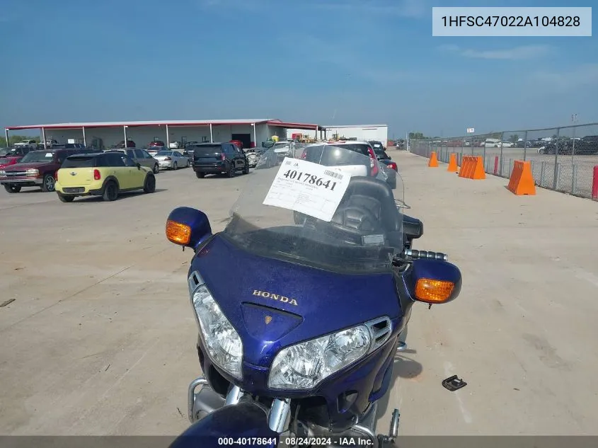 2002 Honda Gl1800 VIN: 1HFSC47022A104828 Lot: 40178641