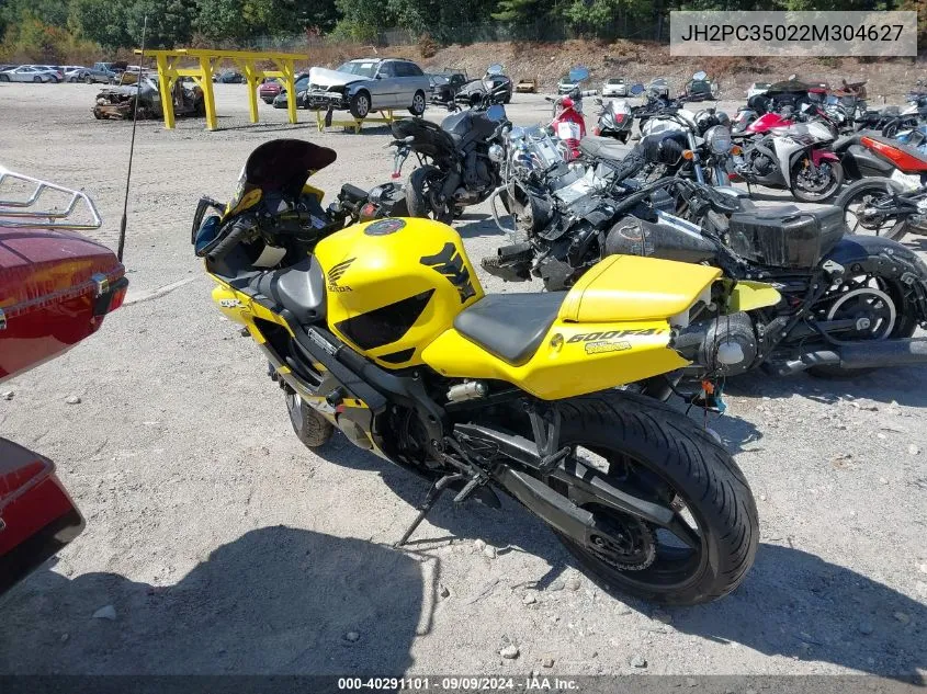 2002 Honda Cbr600 F4 VIN: JH2PC35022M304627 Lot: 40291101