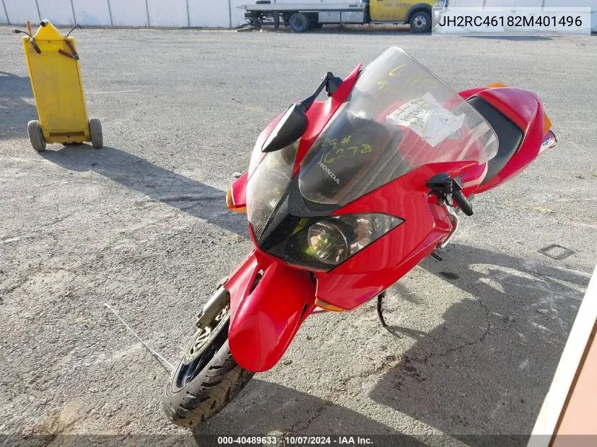 2002 Honda Vfr800 VIN: JH2RC46182M401496 Lot: 40489633