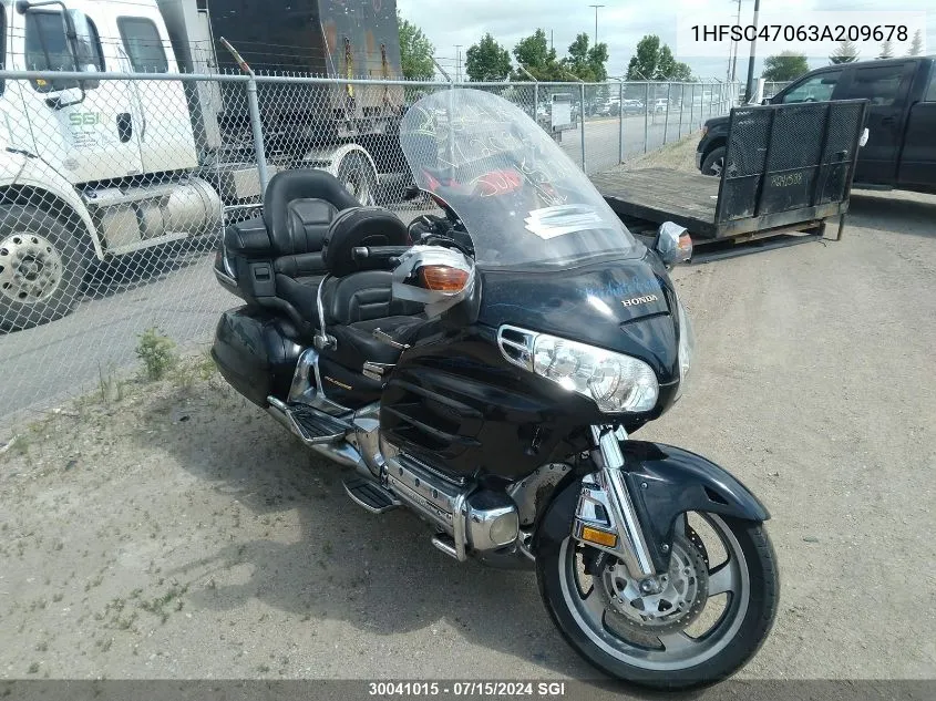 2003 Honda Gl1800 VIN: 1HFSC47063A209678 Lot: 30041015