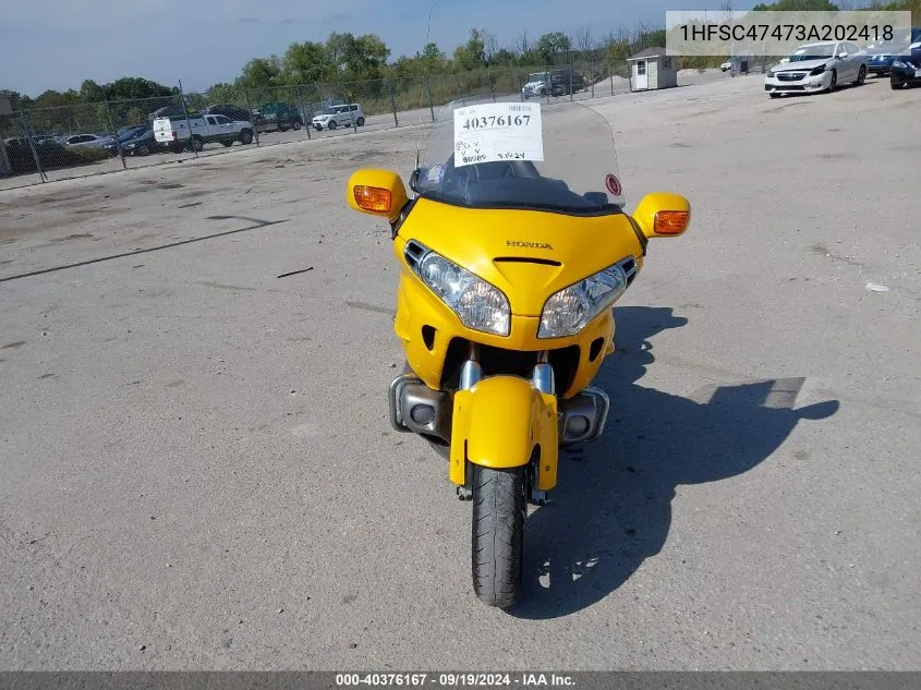 2003 Honda Gl1800 A VIN: 1HFSC47473A202418 Lot: 40376167