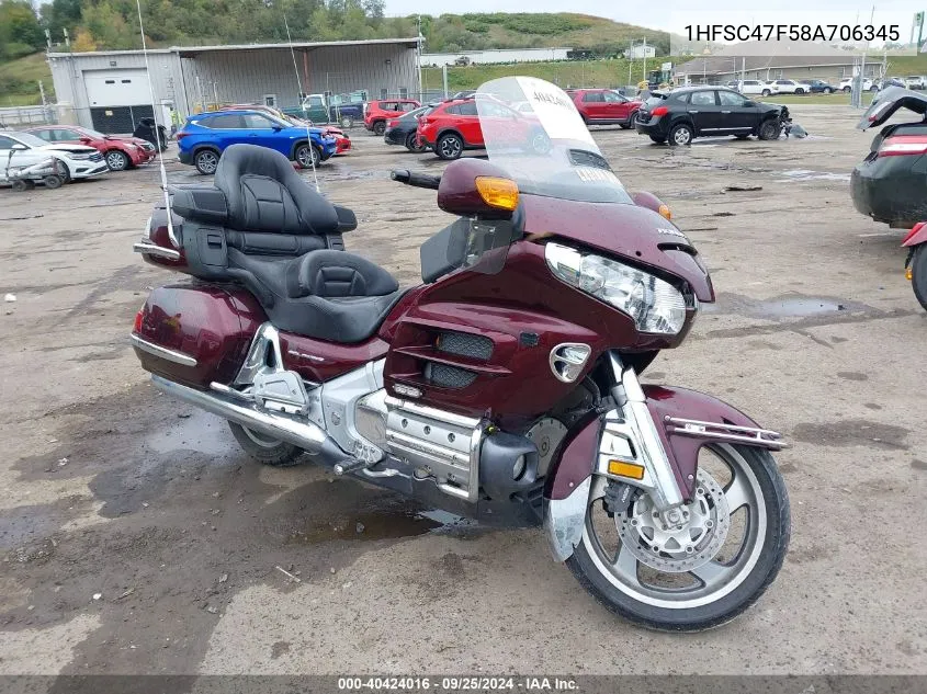 2008 Honda Gl1800 VIN: 1HFSC47F58A706345 Lot: 40424016