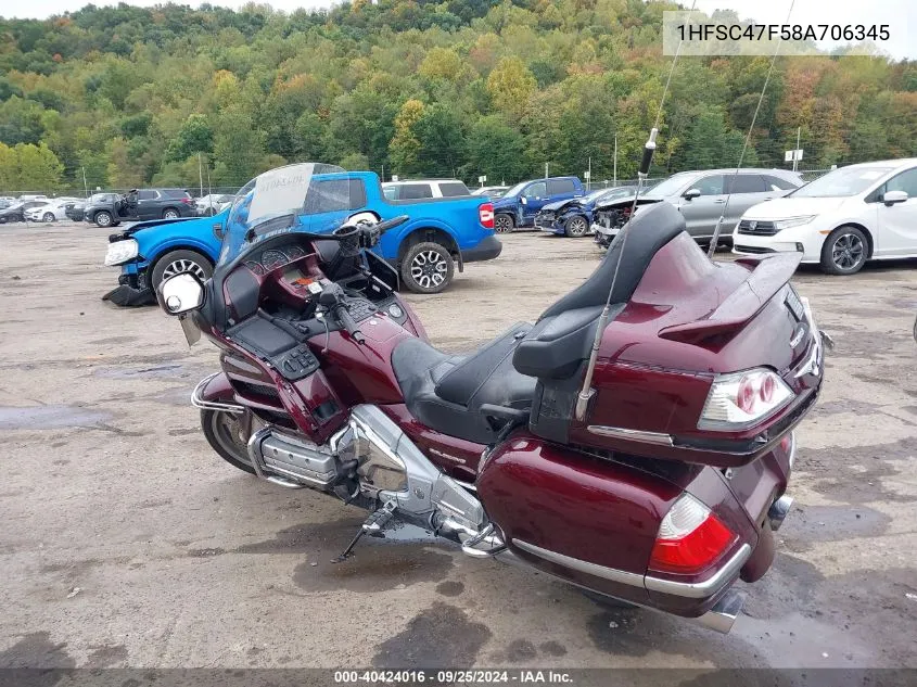 2008 Honda Gl1800 VIN: 1HFSC47F58A706345 Lot: 40424016