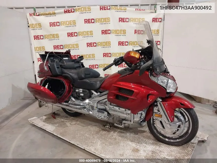 2010 Honda Gl1800 VIN: 1HFSC47H3AA900492 Lot: 40089479