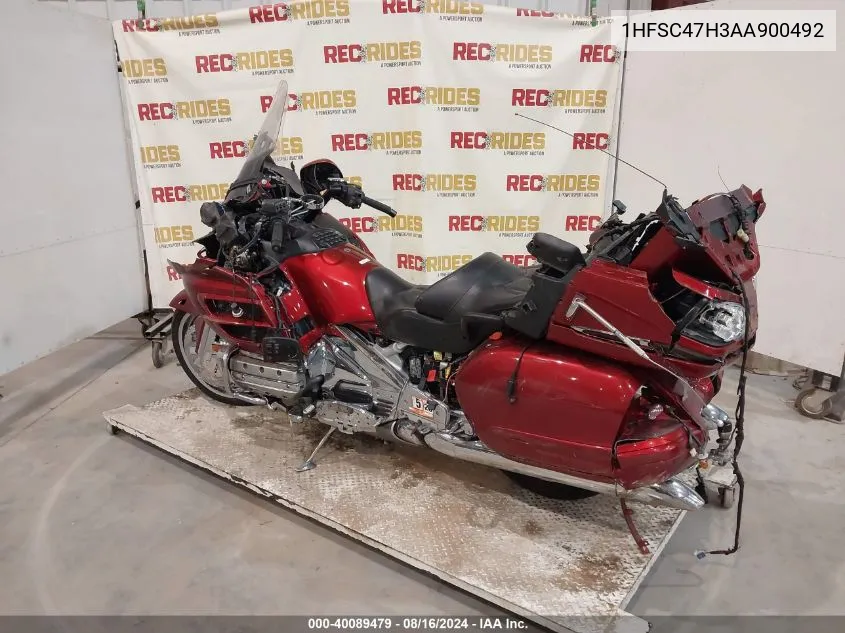 2010 Honda Gl1800 VIN: 1HFSC47H3AA900492 Lot: 40089479