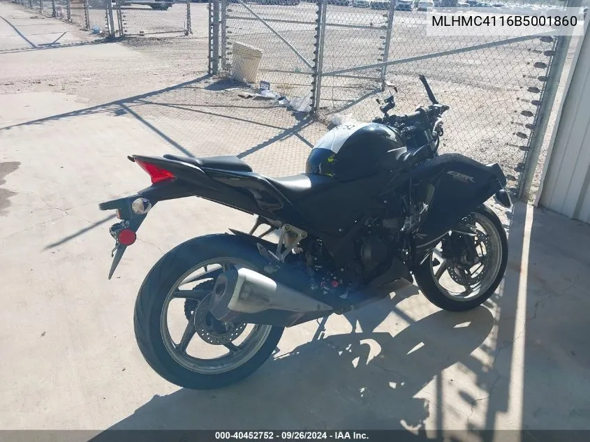 2011 Honda Cbr250 R VIN: MLHMC4116B5001860 Lot: 40452752