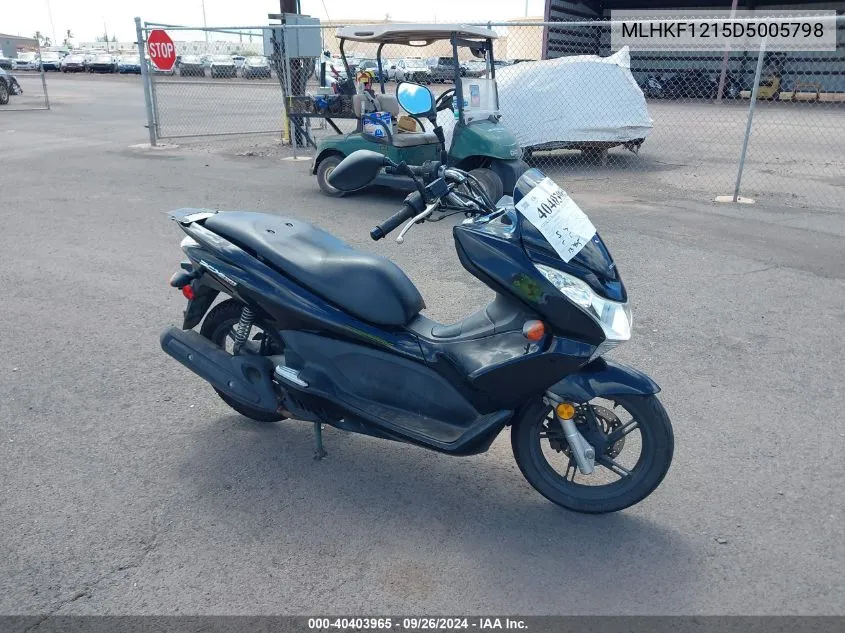 2013 Honda Pcx 150 VIN: MLHKF1215D5005798 Lot: 40403965