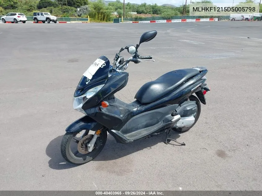 2013 Honda Pcx 150 VIN: MLHKF1215D5005798 Lot: 40403965