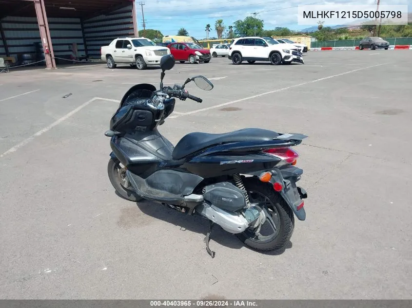 2013 Honda Pcx 150 VIN: MLHKF1215D5005798 Lot: 40403965