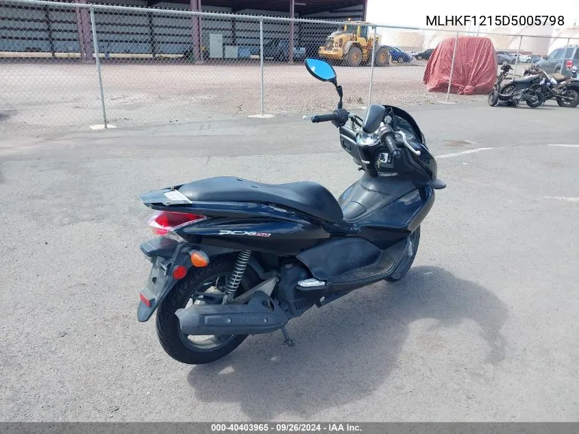 2013 Honda Pcx 150 VIN: MLHKF1215D5005798 Lot: 40403965