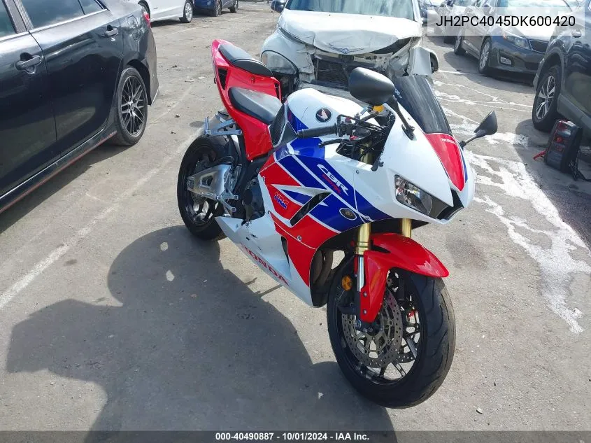 2013 Honda Cbr600 Rr VIN: JH2PC4045DK600420 Lot: 40490887