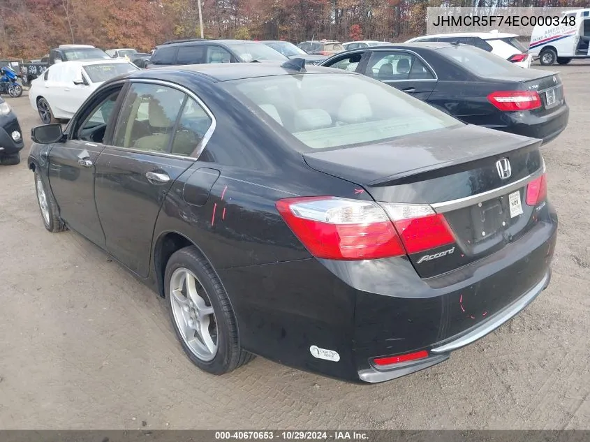 2014 Honda Accord Plug-In Hybrid VIN: JHMCR5F74EC000348 Lot: 40670653