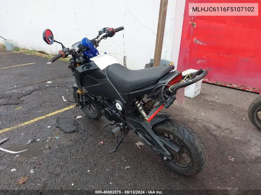 2015 Honda Grom 125 VIN: MLHJC6116F5107102 Lot: 40082075