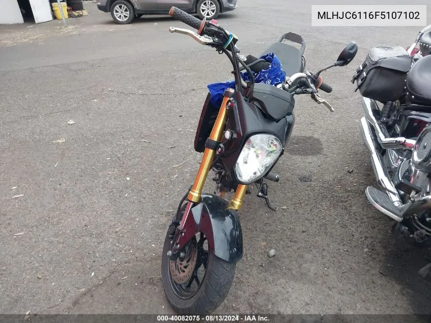 2015 Honda Grom 125 VIN: MLHJC6116F5107102 Lot: 40082075