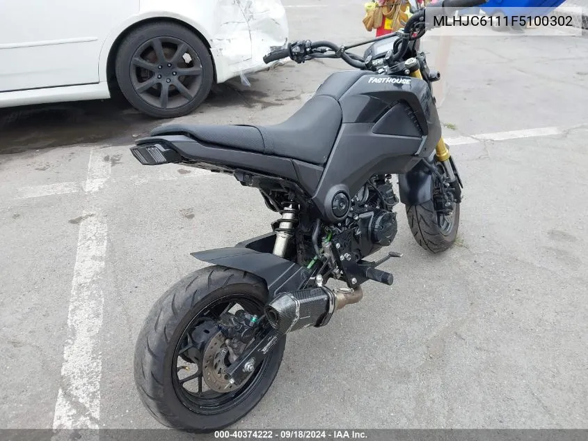 2015 Honda Grom 125 VIN: MLHJC6111F5100302 Lot: 40374222