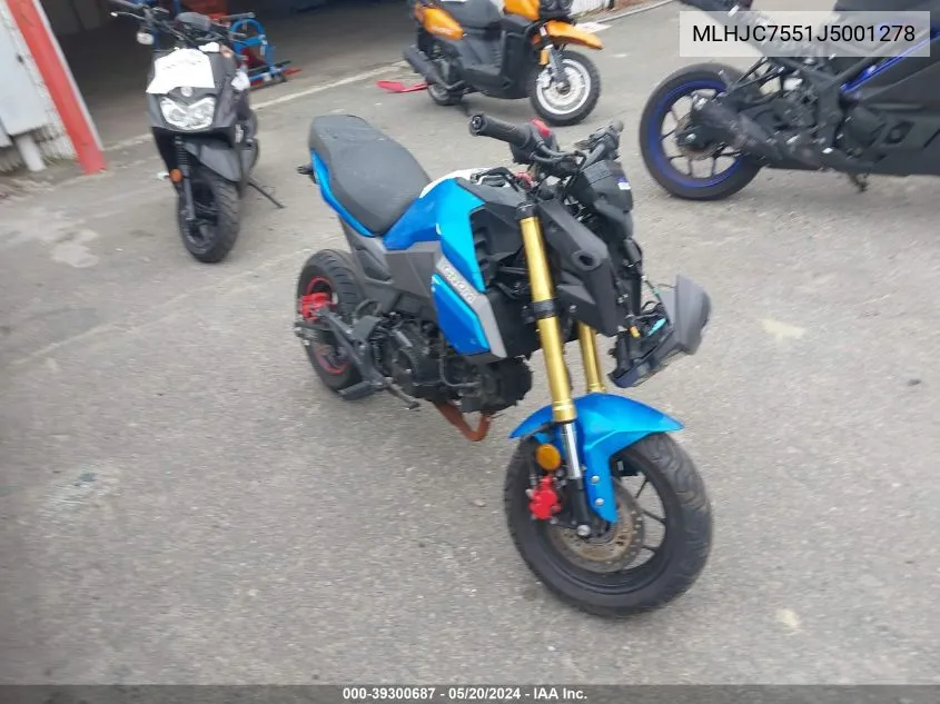 2018 Honda Grom 125 VIN: MLHJC7551J5001278 Lot: 39300687