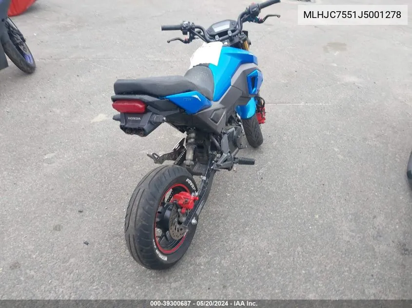 2018 Honda Grom 125 VIN: MLHJC7551J5001278 Lot: 39300687