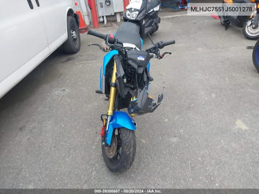 2018 Honda Grom 125 VIN: MLHJC7551J5001278 Lot: 39300687