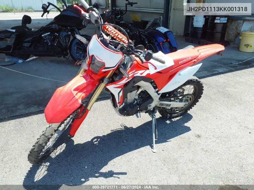 2019 Honda Crf450 L VIN: JH2PD1113KK001318 Lot: 39721771