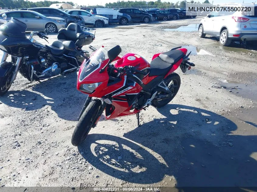 2019 Honda Cbr300 R VIN: MLHNC5107K5500720 Lot: 40022231