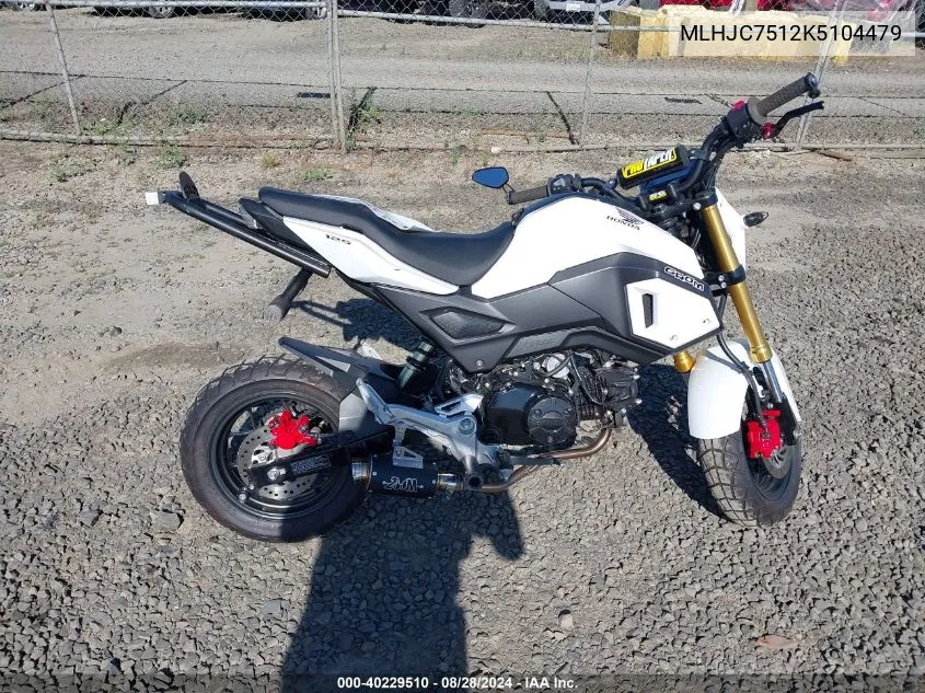 2019 Honda Grom 125 VIN: MLHJC7512K5104479 Lot: 40229510