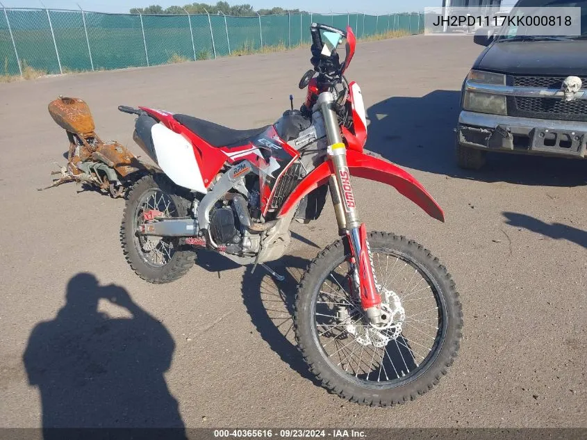 2019 Honda Crf450 L VIN: JH2PD1117KK000818 Lot: 40365616