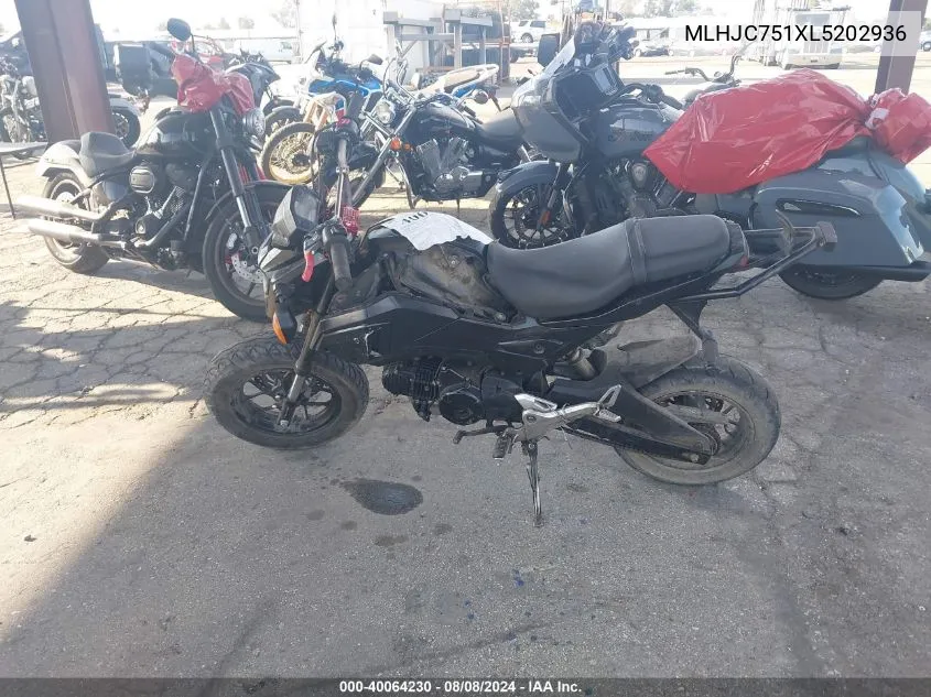 2020 Honda Grom 125 VIN: MLHJC751XL5202936 Lot: 40064230