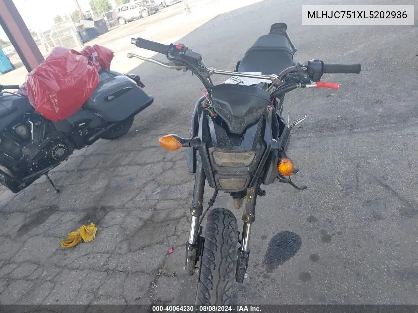 2020 Honda Grom 125 VIN: MLHJC751XL5202936 Lot: 40064230