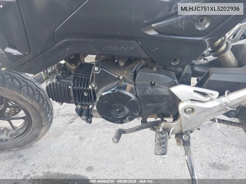 2020 Honda Grom 125 VIN: MLHJC751XL5202936 Lot: 40064230