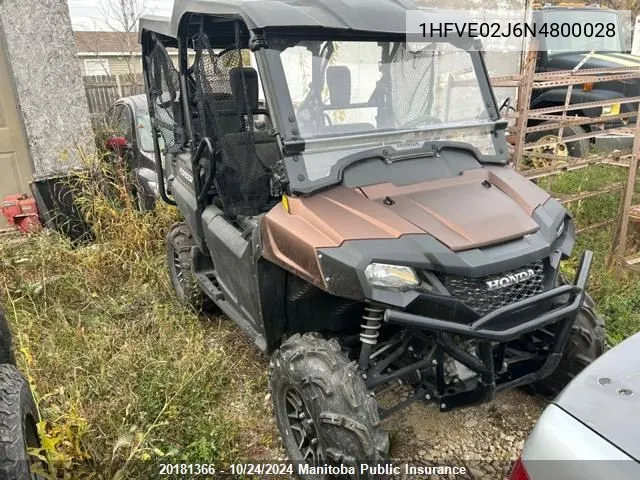 2022 Honda Sxs700-4 Pioneer Deluxe 4X4 VIN: 1HFVE02J6N4800028 Lot: 20181366