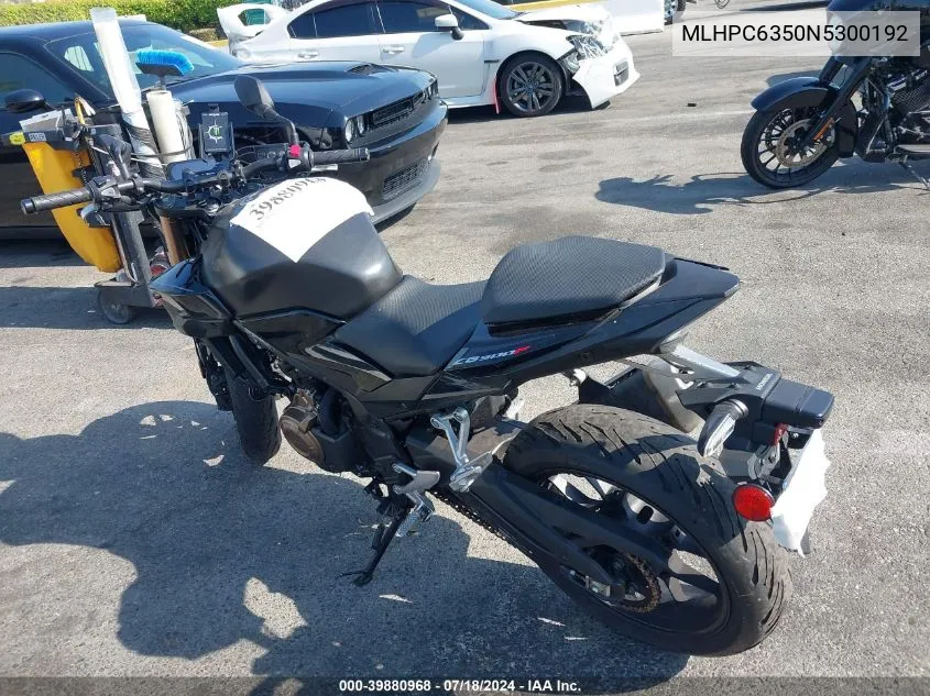 2022 Honda Cb500 Fa VIN: MLHPC6350N5300192 Lot: 39880968