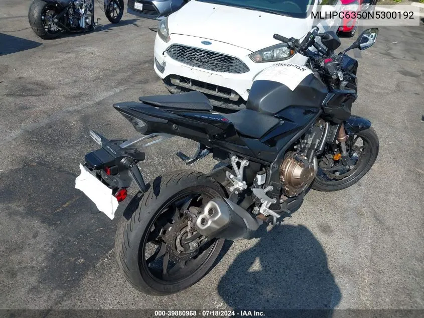 2022 Honda Cb500 Fa VIN: MLHPC6350N5300192 Lot: 39880968