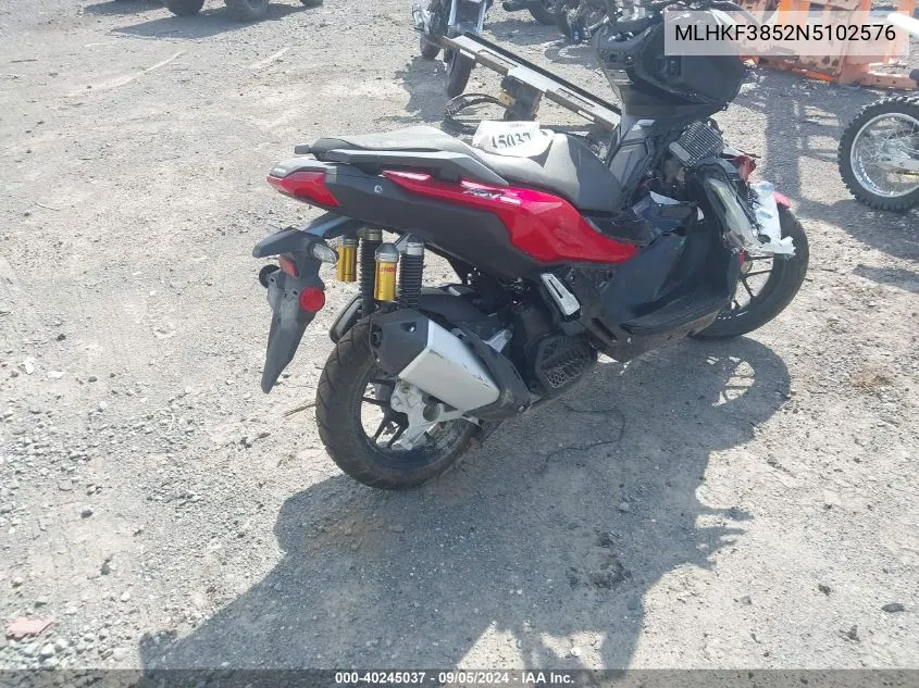 2022 Honda Adv150 A VIN: MLHKF3852N5102576 Lot: 40245037