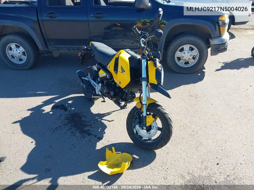 2022 Honda Grom 125 VIN: MLHJC9217N5004026 Lot: 40392168