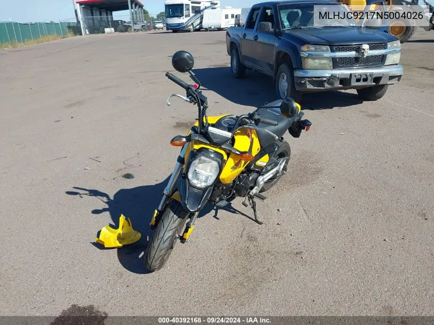 2022 Honda Grom 125 VIN: MLHJC9217N5004026 Lot: 40392168