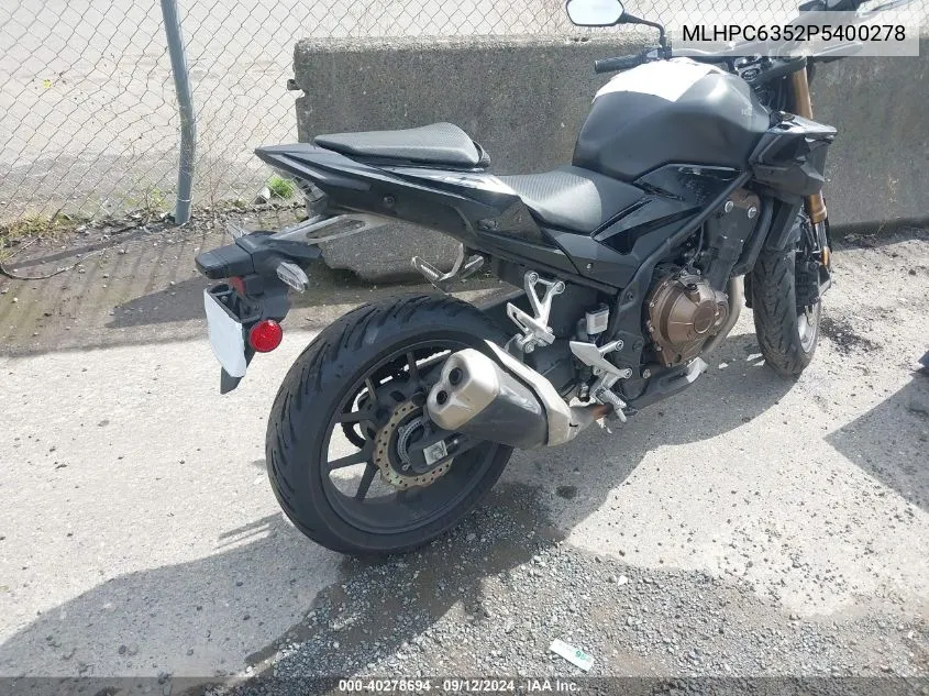 2023 Honda Cb500 Fa VIN: MLHPC6352P5400278 Lot: 40278694