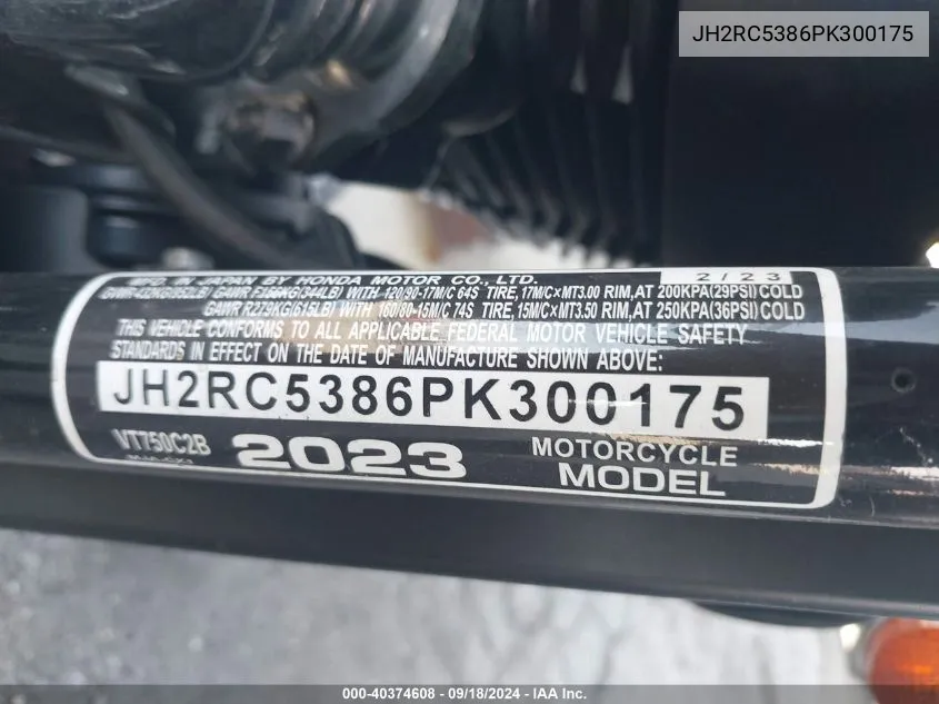 JH2RC5386PK300175 2023 Honda Vt750 C2B